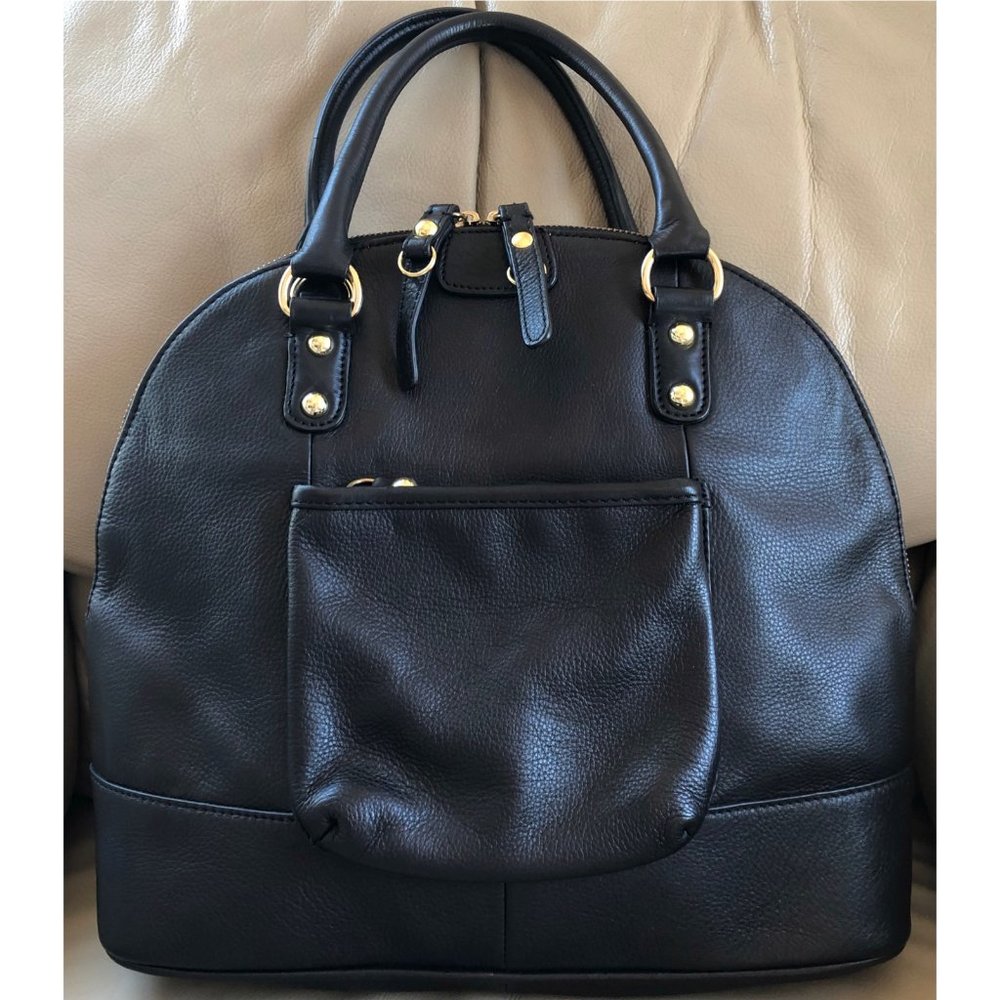 Latico Black Genuine Leather Satchel Dome Bag